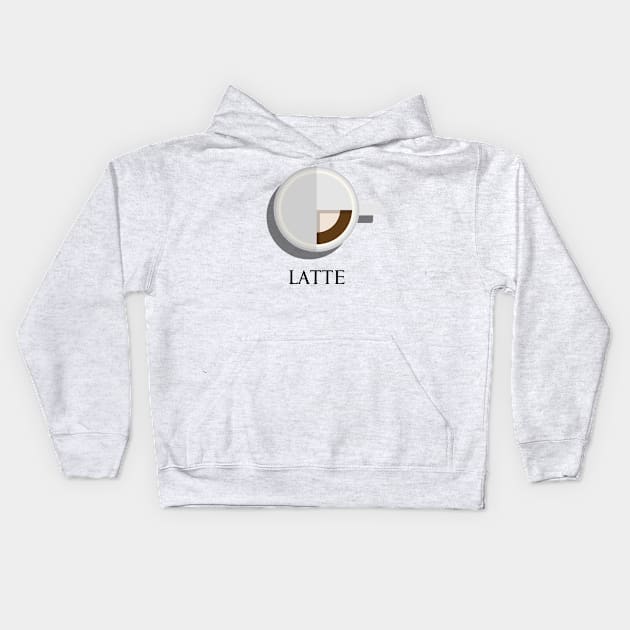 Hot latte coffee cup top view in flat design style Kids Hoodie by FOGSJ